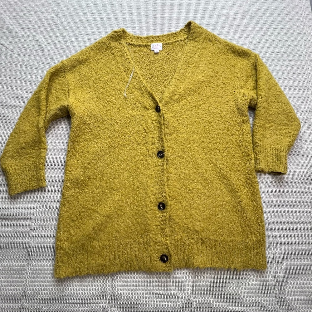 Isabel Maternity by Ingrid & Isabel XL Mustard Soft Bouclé Knit Button Cardigan